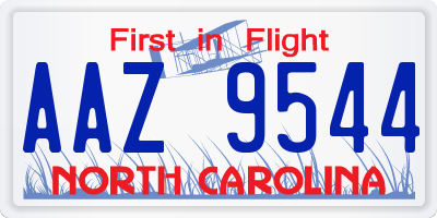 NC license plate AAZ9544