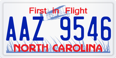 NC license plate AAZ9546