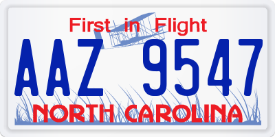 NC license plate AAZ9547