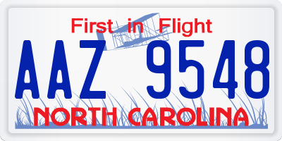 NC license plate AAZ9548
