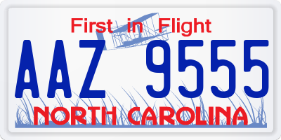 NC license plate AAZ9555