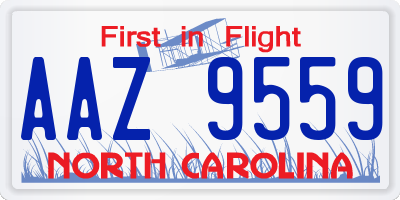 NC license plate AAZ9559