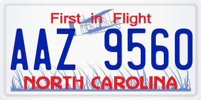 NC license plate AAZ9560