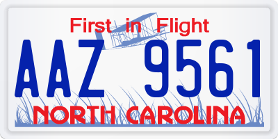 NC license plate AAZ9561