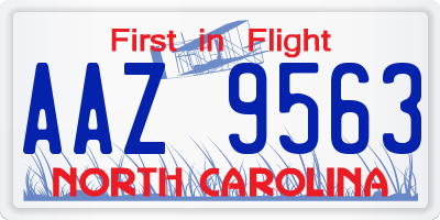 NC license plate AAZ9563