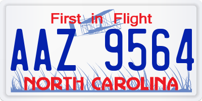 NC license plate AAZ9564