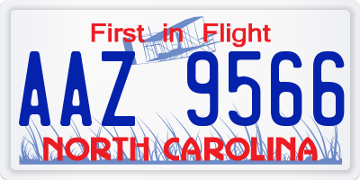 NC license plate AAZ9566