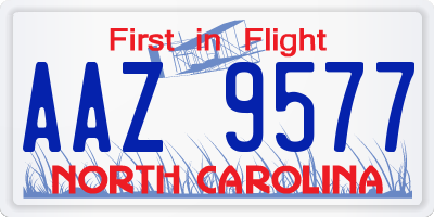 NC license plate AAZ9577
