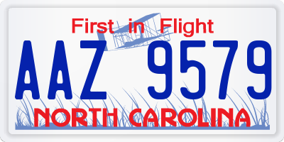 NC license plate AAZ9579