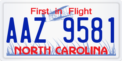 NC license plate AAZ9581