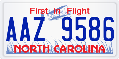 NC license plate AAZ9586