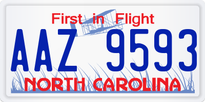 NC license plate AAZ9593