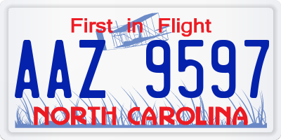 NC license plate AAZ9597