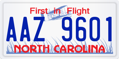 NC license plate AAZ9601