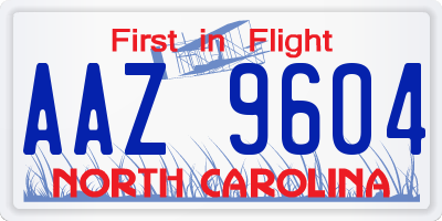 NC license plate AAZ9604