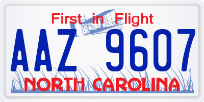 NC license plate AAZ9607