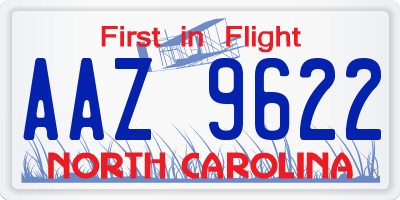 NC license plate AAZ9622