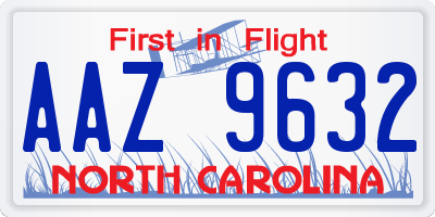 NC license plate AAZ9632