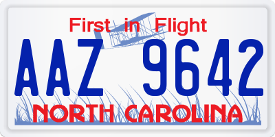 NC license plate AAZ9642