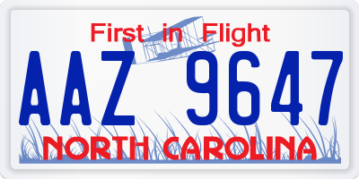 NC license plate AAZ9647