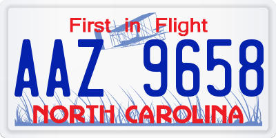 NC license plate AAZ9658