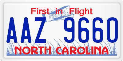 NC license plate AAZ9660