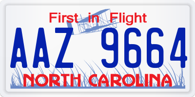 NC license plate AAZ9664