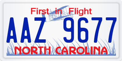 NC license plate AAZ9677
