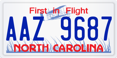 NC license plate AAZ9687