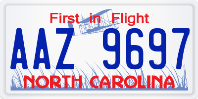 NC license plate AAZ9697