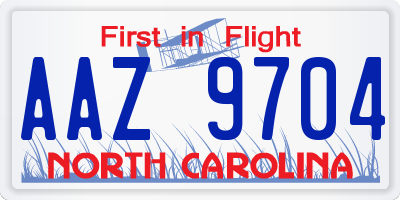 NC license plate AAZ9704