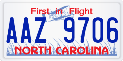 NC license plate AAZ9706