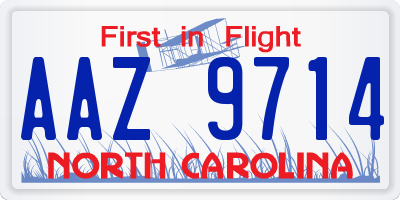 NC license plate AAZ9714