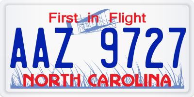 NC license plate AAZ9727