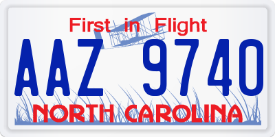 NC license plate AAZ9740