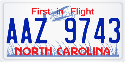 NC license plate AAZ9743