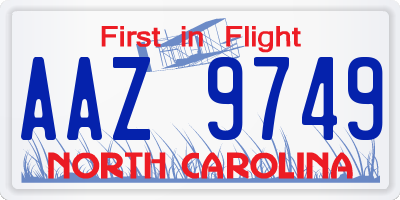 NC license plate AAZ9749