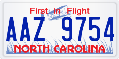 NC license plate AAZ9754