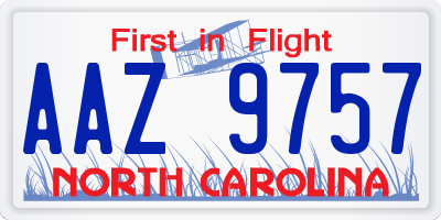 NC license plate AAZ9757