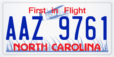 NC license plate AAZ9761