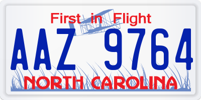NC license plate AAZ9764