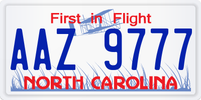 NC license plate AAZ9777