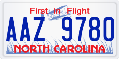 NC license plate AAZ9780