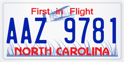 NC license plate AAZ9781