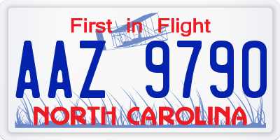 NC license plate AAZ9790