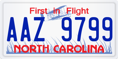 NC license plate AAZ9799