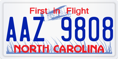 NC license plate AAZ9808