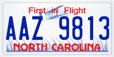 NC license plate AAZ9813