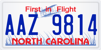 NC license plate AAZ9814