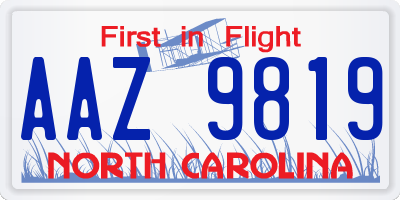 NC license plate AAZ9819